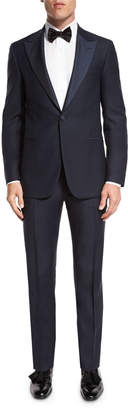 Isaia Jacquard-Lapel Tuxedo Suit, Navy