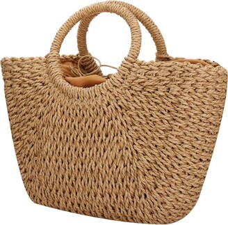 YYW Womens Straw Summer Beach Handbag Shopper Basket Casual Handle Bag Tote  for Travel Shopping and Everyday Use (Brown) - ShopStyle