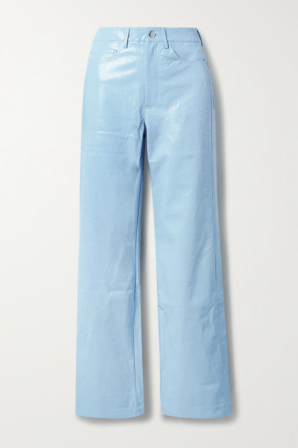 Rotate by Birger Christensen Rotie Snake-effect Vegan Leather Straight-leg  Pants - Blue - ShopStyle