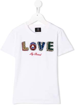 My Brand Kids sequin and crystal embellished love T-shirt