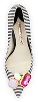 Thumbnail for your product : Webster Sophia Lola Striped Crystal-Toe Pump, Black/White