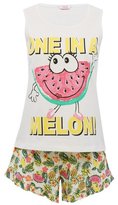 Thumbnail for your product : M&Co One in a melon slogan pyjamas