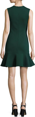 McQ Sleeveless Ponte Flounce Dress, Evergreen