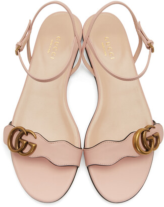 Gucci Pink Leather GG Sandals