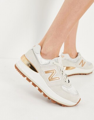 New Balance 574 wedge sneakers in beige/gold - ShopStyle Trainers &  Athletic Shoes