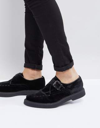 ASOS Design Monk Shoes In Black Velvet