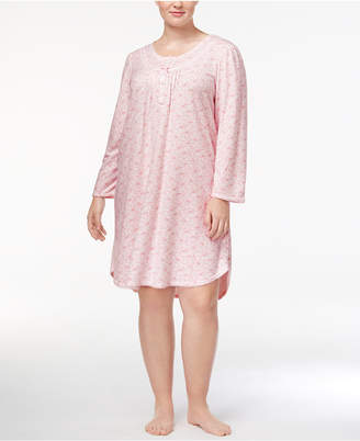 Miss Elaine Plus Size Knit Lace-Trim Nightgown