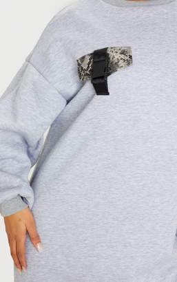 PrettyLittleThing Grey Pocket Detail Oversized Long Sleeve Jumper Dress