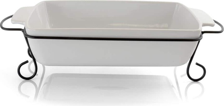 Gibson Elite 15.5 in. Rectangle Stoneware Bakeware with Metal Rack
