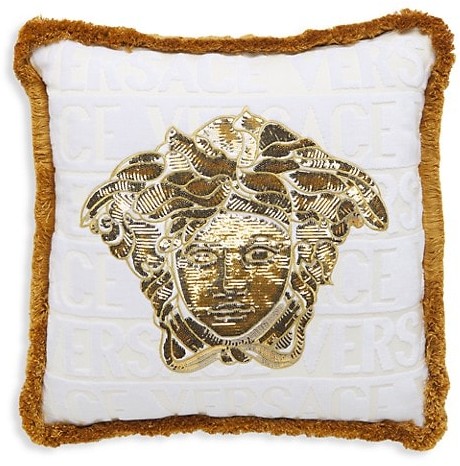 Versace Medusa Sequin Pillow White/Gold 