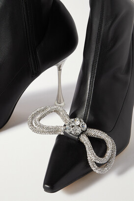 ショートブーツ・ブーティ MACH & MACH Black leather Galaxy ankle boots MACH & MACH Double Bow Crystal-embellished Faux Leather Over