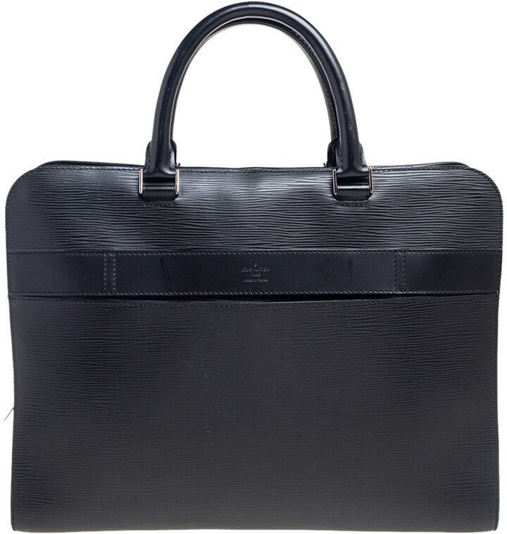 Louis Vuitton Epi Bassano Briefcase MM Black 
