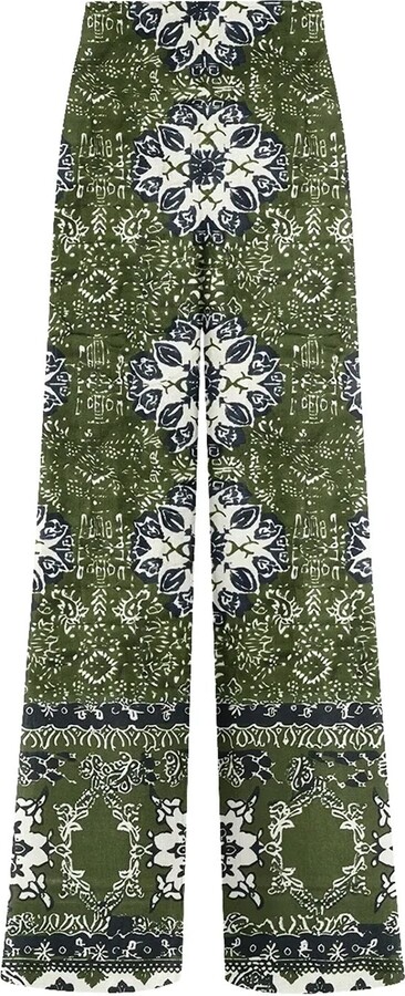 Aloha from Deer Green Ancient Ornament Long Loose Pants
