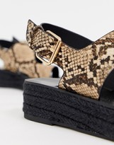 Thumbnail for your product : ASOS DESIGN Judie toe loop snake espadrille sandals