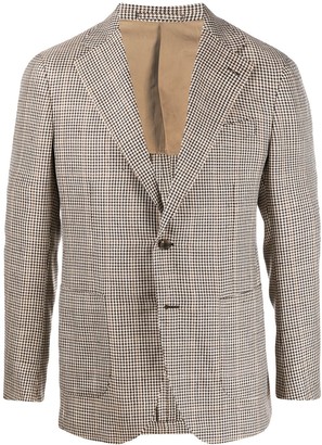 houndstooth single breasted blazer
