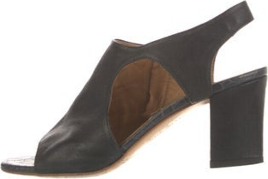 Alberto Fermani Leather Slingback Sandals Black Exposed Zip Closure at Sides Unfortunately, due to restrictions, this item may not be eligible for shipping in all areas.