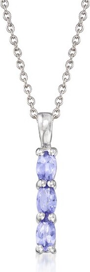 Ross-Simons Ross-Simons0.70ct.t.w.TanzaniteLinearPendantNecklaceinSterlingSilverSize18