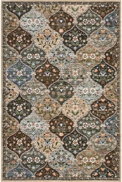 DobleePy 8'x10'WashableNonSlipFloralPrintVintageAreaRugsforLivingRoomBedroomSoftLowPileDiningRoomCarpetforHomeOfficeBrown