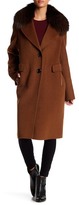 Thumbnail for your product : Derek Lam 10 Crosby Wool Blend Genuine Fox Fur Trim Coat