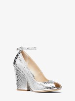 silver open toe pumps