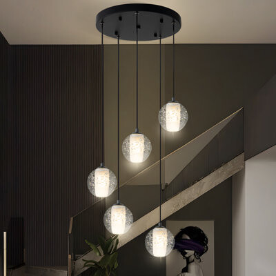 Ivy Bronx Hurleigh 5 - Light Dimmable Cluster Pendant Crystal Globe Chandelier