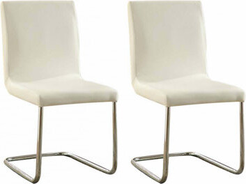 Wrought Studio Leatherette 2Pcs Dining Chairs Chrome Metal Legs Dining Room Side Chairs