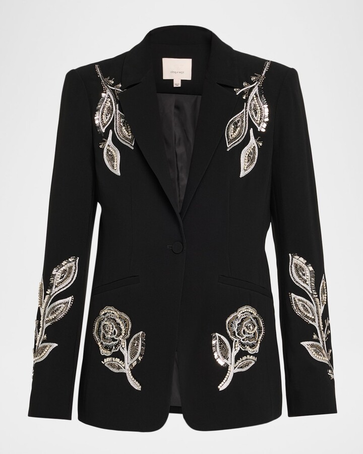 Cinq à Sept Karlie Beaded Paisley Blazer