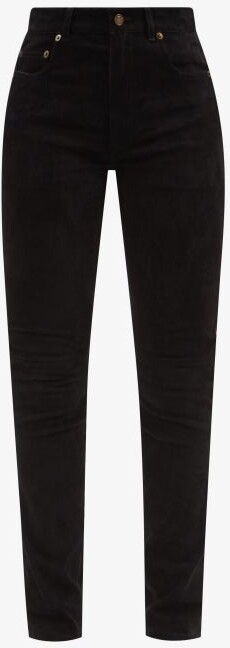 Saint Laurent Slim-leg Suede Jeans - Black - ShopStyle
