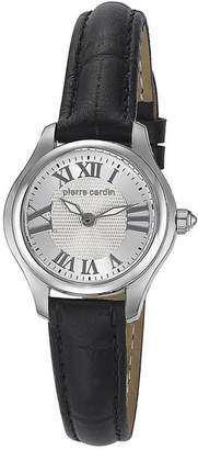 Pierre Cardin Women's Quartz Watch with Silver Dial Analogue Display and Black Leather Strap PC104602S04