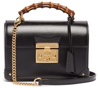 Gucci Padlock Bamboo-handle Leather Handbag - Black