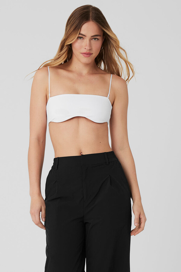 Alo Yoga Airbrush Socialite Bandeau Top in White, Size: Large | - ShopStyle