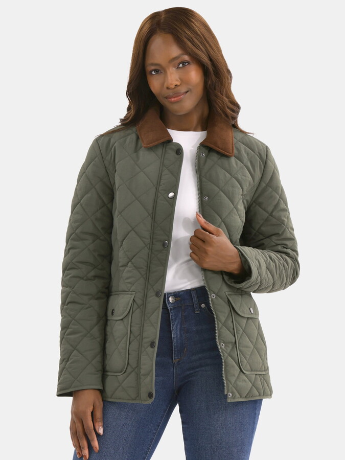 Time and Tru Women’s Quilted Barn Coat, Midweight, Sizes XS-3X