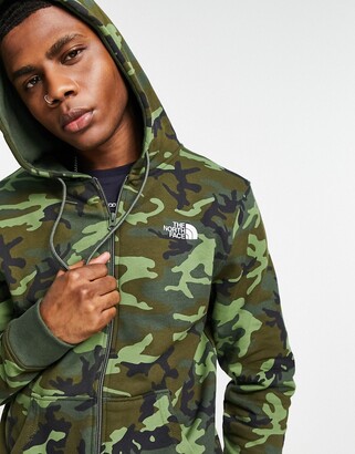 The North Face Open Gate full zip hoodie in green camo - ShopStyle