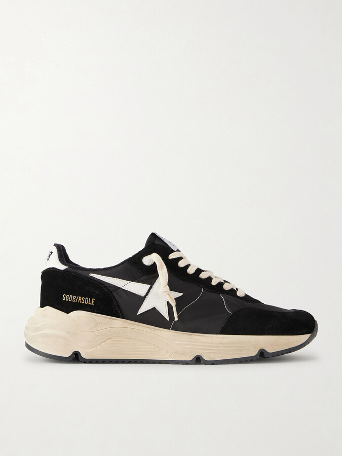 Golden Goose Running Sole Leather-Trimmed Suede and Shell Sneakers
