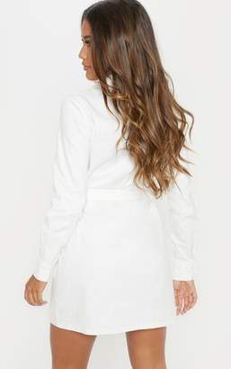 PrettyLittleThing White Clasp Detail Buckle Cargo Shirt Dress