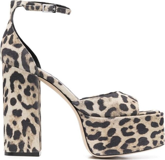 black and white leopard sandals