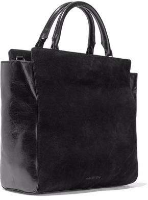 Halston Nubuck And Crinkled Leather Tote