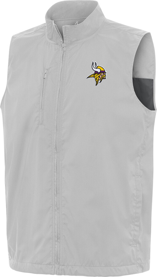 Men's Antigua Gray Minnesota Vikings Brisk Full-Zip Vest