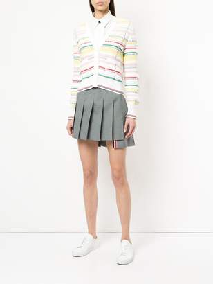 Thom Browne V-neck Cardigan With Tipping Stripe In Cotton Lurex Knit Tweed