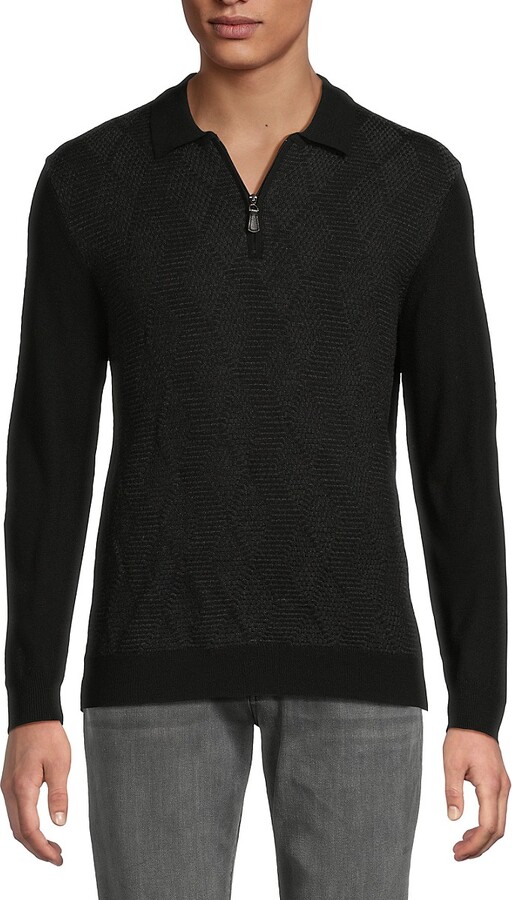 Bruno Magli Merino Wool Half-Zip Polo Sweater