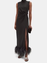 Thumbnail for your product : 16Arlington Maika Feather-trimmed Crepe Dress - Black