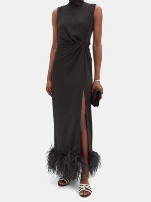 16Arlington Maika Feather-trimmed Crepe Dress - Black