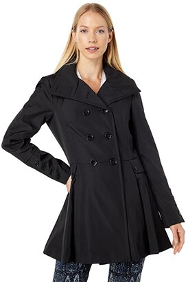 Calvin Klein Double Breasted Skirted Raincoat - ShopStyle