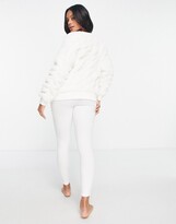 Thumbnail for your product : ASOS DESIGN lounge yeti faux fur sweat & brushed rib legging set in cream
