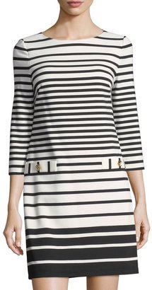 Eliza J 3/4-Sleeve Striped Shift Dress