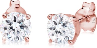 Elli Earrings Studs Solitair Basic Crystals 925 Sterling Silver Rose Gold Plated