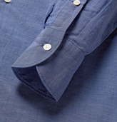Thumbnail for your product : Salle Privée Blue Evron Slim-Fit Cutaway-Collar Cotton-Poplin Shirt
