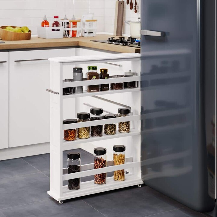 Lavish Home Slim Rolling Storage Cart, White