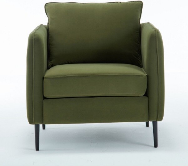 TiramisuBestMid-CenturyModernVelvetAccentChairComfySingleArmchairwithMetalLegsStylishSofaChairforLivingBedroomGreen