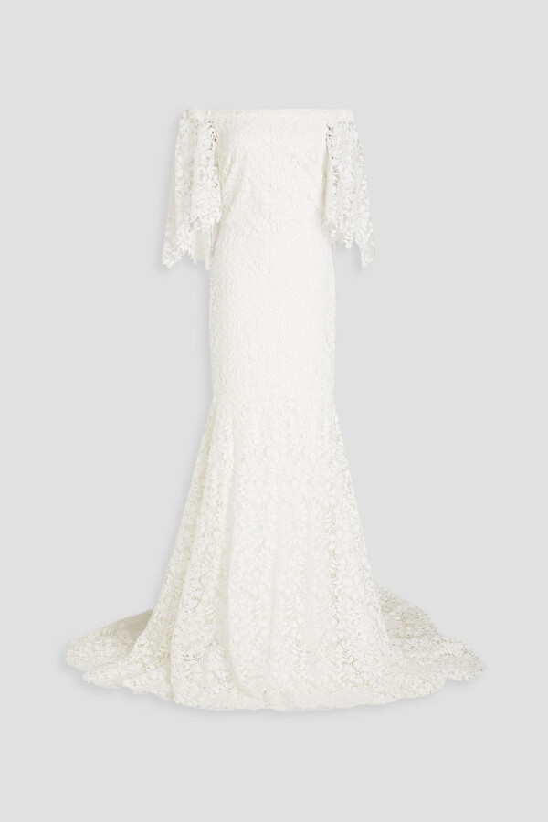 Theia Sasha offtheshoulder guipure lace bridal gown ShopStyle